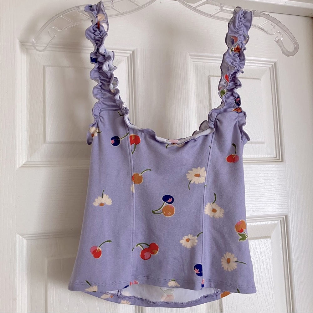 URBAN OUTFITTERS UO Elsa Floral Tank Top Purple Small S NEW NWOT - Picture 10 of 10